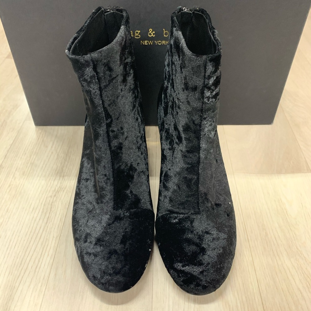 (AN-91) RAG & BONE DREA BLACK VELVET BOOTIES - Picture 3 of 6